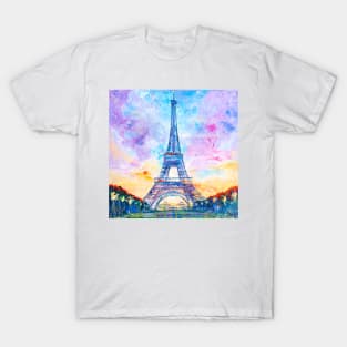 Eiffel Tower. Purple Evening T-Shirt